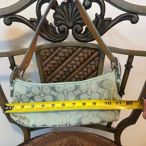 Coach Light Blue and Tan Shoulder Bag